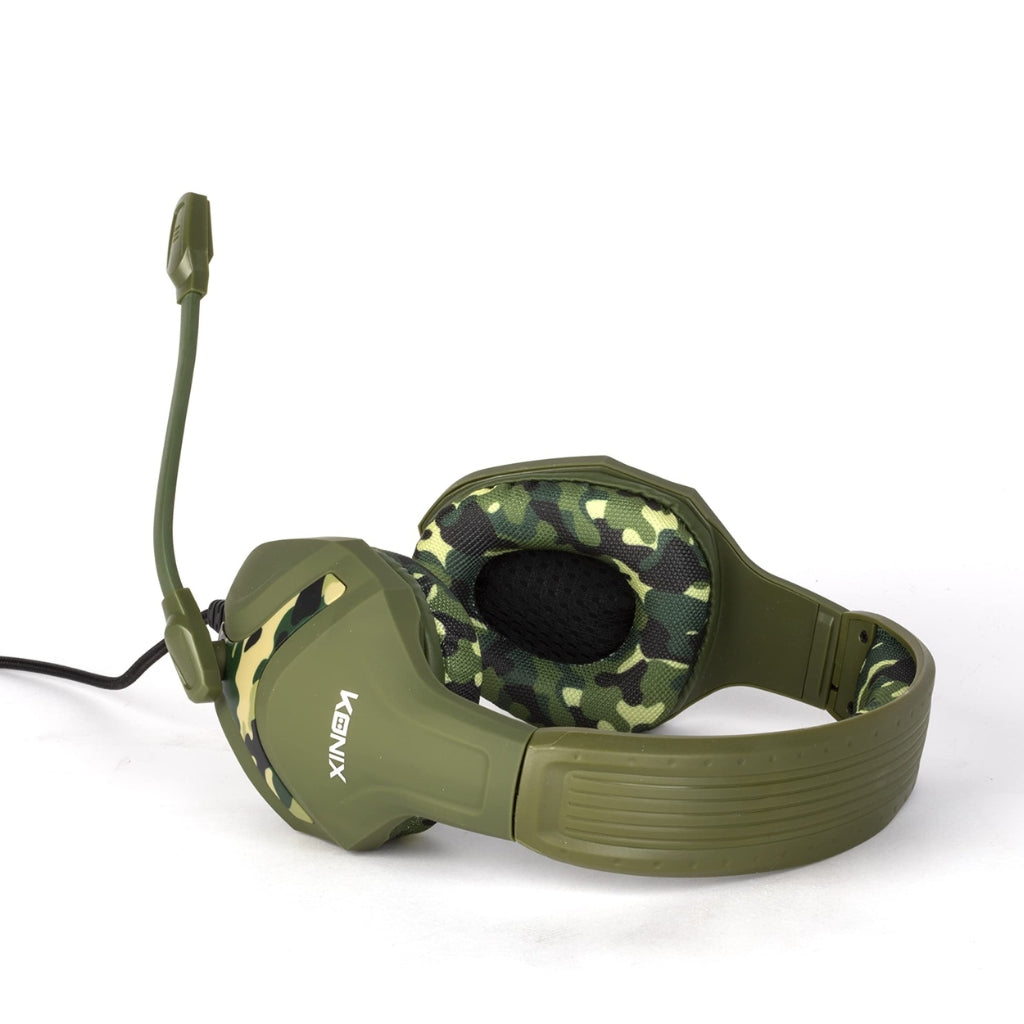 Konix Mythics Casque gaming filaire PS-400 pour console Haut-parleurs 40 mm - Microphone - Motif camouflage vert kaki - تنزوت