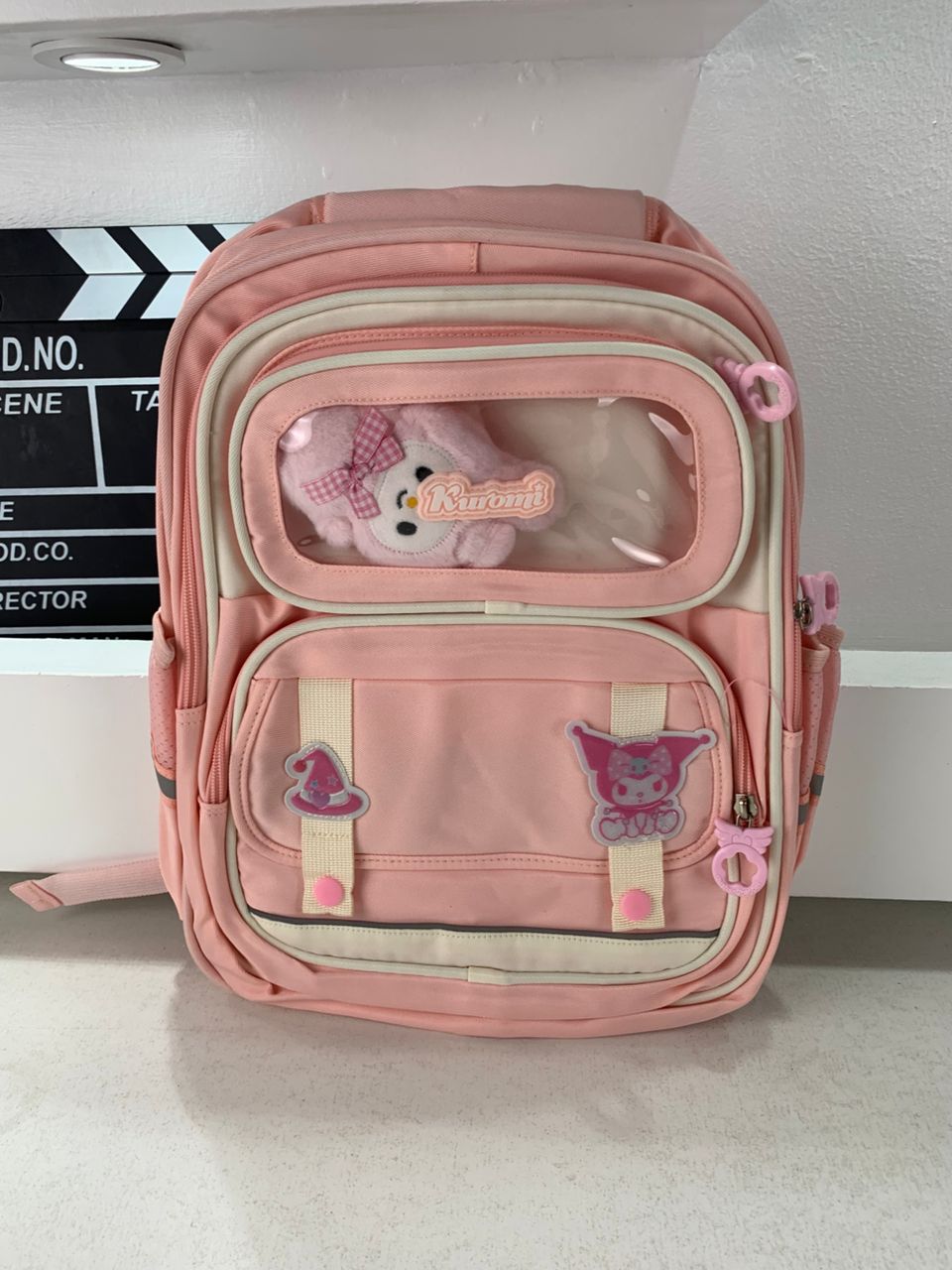 Sac à Dos Enfant Ludique avec Plusieurs Compartiment et un Peluche LM-5122 Rose – حقيبة ظهر للأطفال وردي تنزوت