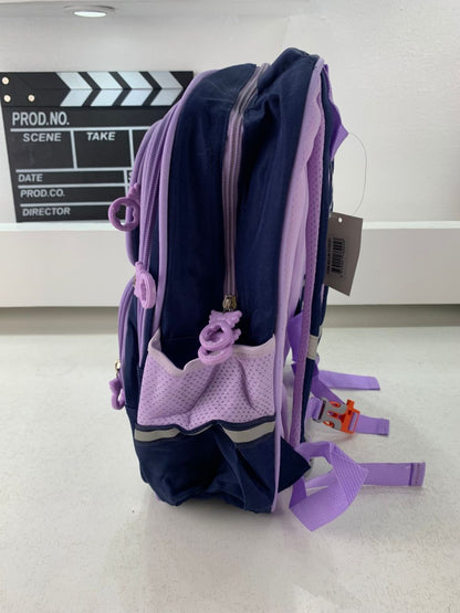 Sac à Dos Enfant Ludique avec Plusieurs Compartiment et un Peluche LM-5122 Bleu Nuit et Mauve – حقيبة ظهر للأطفال أزرق ليلي وبنفسجي تنزوت