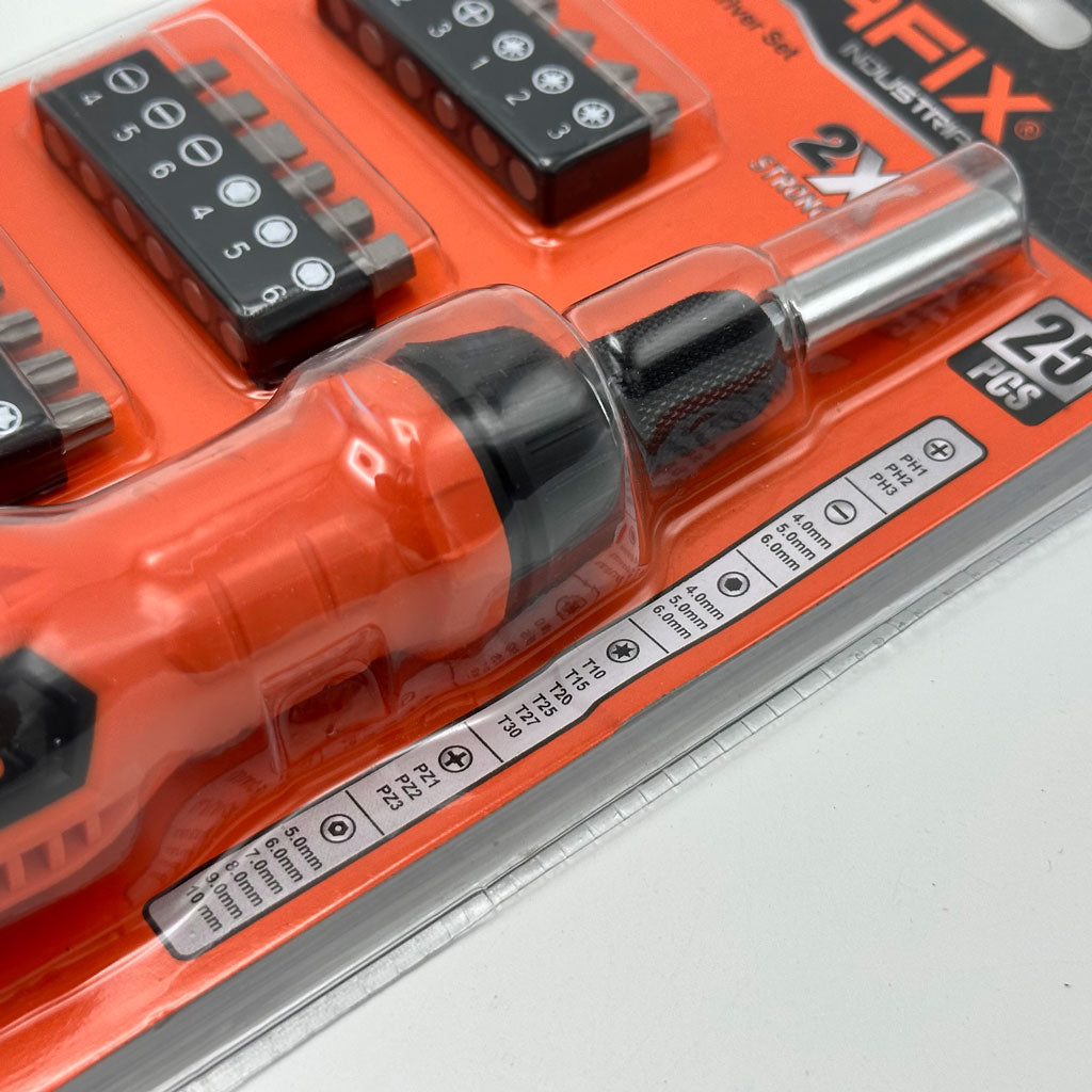 مطقم مفك براغي من 25 قطعة – Tournevis Cliquet SOMAFIX SFX5358 Coffret 25 Pièces en Acier Cr-V تنزوت