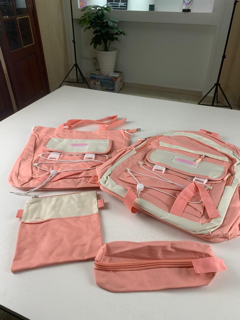 Ensemble de sacs d’école Kawai pour adolescents 4Pcs GUORANCHAO Rose – محفظة 4 قطع كاواي وردي تنزوت