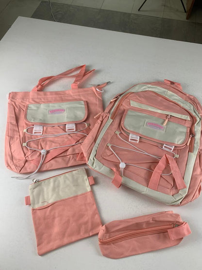 Ensemble de sacs d’école Kawai pour adolescents 4Pcs GUORANCHAO Rose – محفظة 4 قطع كاواي وردي تنزوت