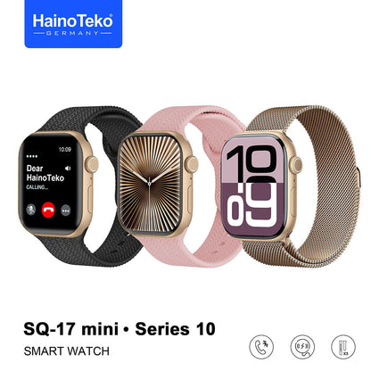HainoTeko SQ-17 Mini Smart Watch Series 10 AMOLED avec 3 Bracelets – ساعة ذكية أصلية للنساء تنزوت