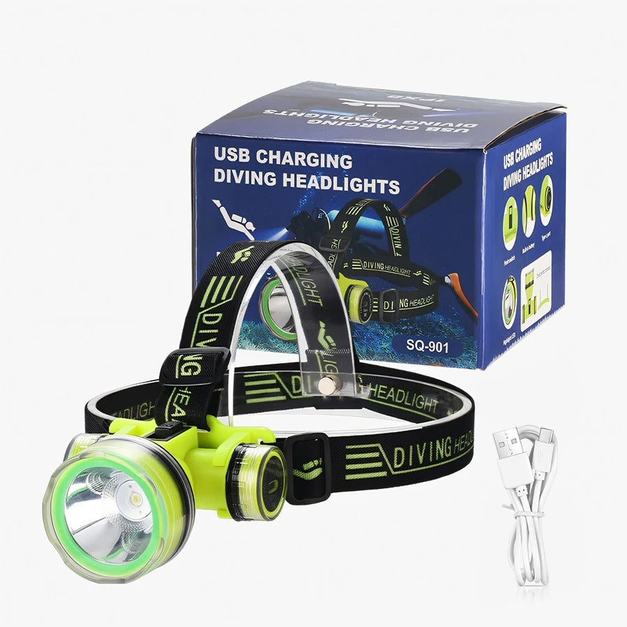 Lampe Frontale de Plongée Étanche et Rechargeable – مصباح غطس تنزوت