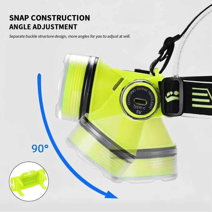 Lampe Frontale de Plongée Étanche et Rechargeable – مصباح غطس تنزوت