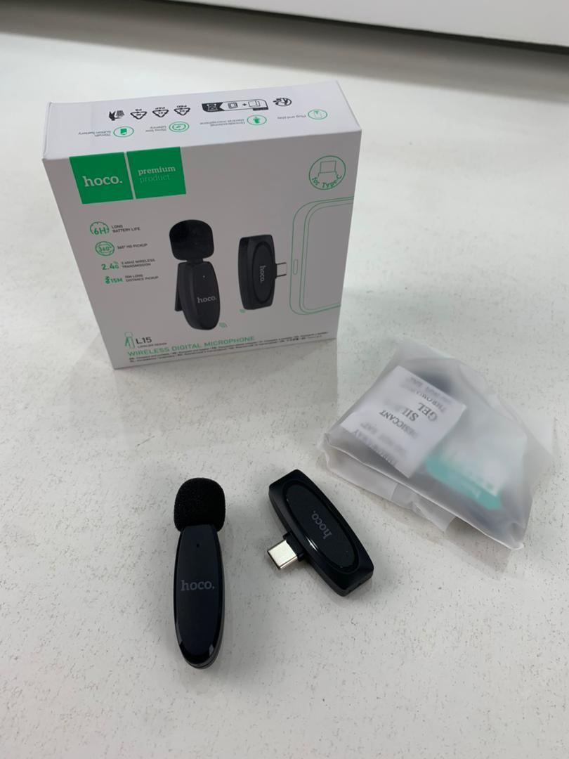 Hoco L15 Microphone Cravate Sans fil Type-C – ميكروفون لاسلكي أصلي تنزوت
