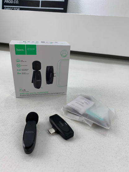 Hoco L15 Microphone Cravate Sans fil Type-C – ميكروفون لاسلكي أصلي تنزوت