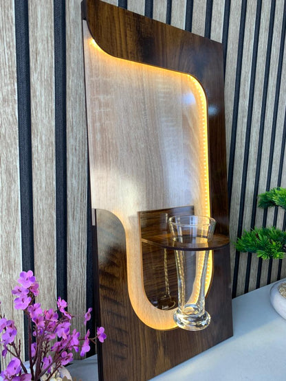 Panneau Mural Décoratif avec Éclairage LED Design Moderne en Bois V2 - تنزوت