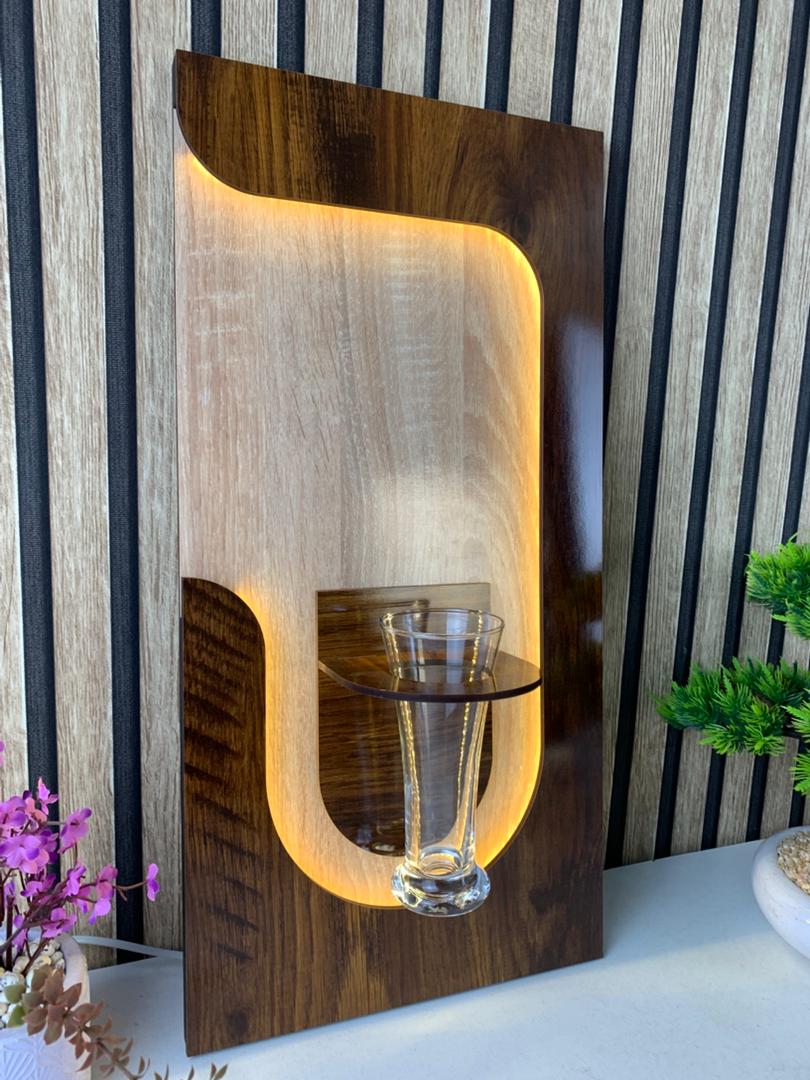 Panneau Mural Décoratif avec Éclairage LED Design Moderne en Bois V2 - تنزوت