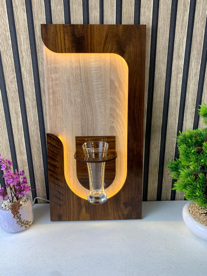 Panneau Mural Décoratif avec Éclairage LED Design Moderne en Bois V2 - تنزوت