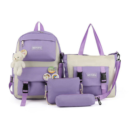 Ensemble de sacs d’école Kawai pour adolescents 4Pcs HAOLIDA V2 Mauve – محفظة 4 قطع كاواي بنفسجي تنزوت