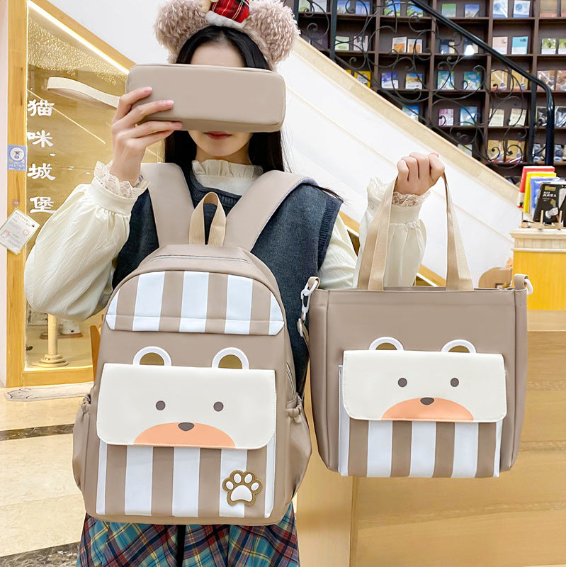 Ensemble de sacs d’école Kawai pour adolescents 3Pcs Ours Beige – محفظة 3 قطع كاواي بيج تنزوت