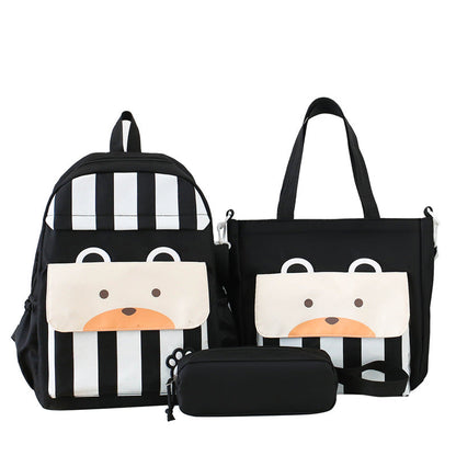 Ensemble de sacs d’école Kawai pour adolescents 3Pcs Ours Noir – محفظة 3 قطع كاواي أسود تنزوت