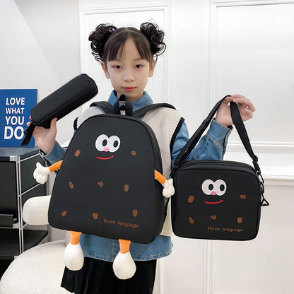 Ensemble de sacs d’école Kawai pour adolescents 3Pcs Language Noir – محفظة 3 قطع كاواي أسود تنزوت