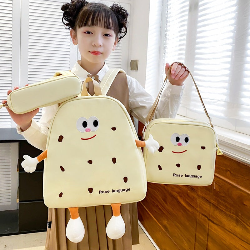 Ensemble de sacs d’école Kawai pour adolescents 3Pcs Language Jaune – محفظة 3 قطع كاواي أصفر تنزوت