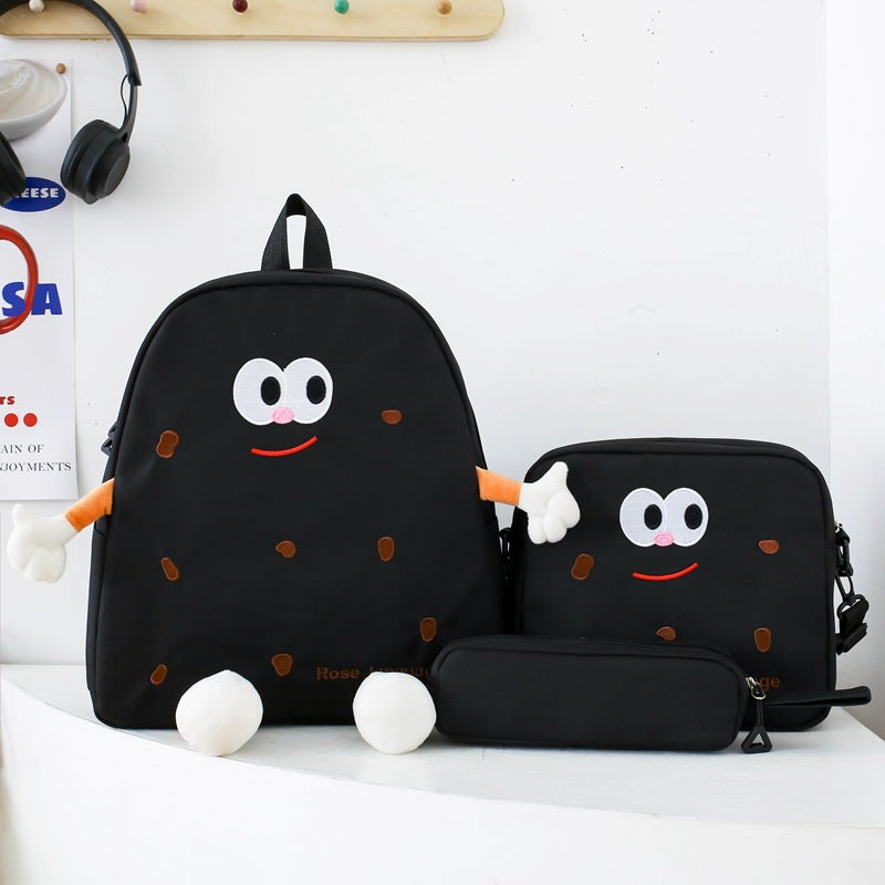 Ensemble de sacs d’école Kawai pour adolescents 3Pcs Language Jaune – محفظة 3 قطع كاواي أصفر تنزوت