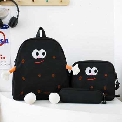 Ensemble de sacs d’école Kawai pour adolescents 3Pcs Language Jaune – محفظة 3 قطع كاواي أصفر تنزوت