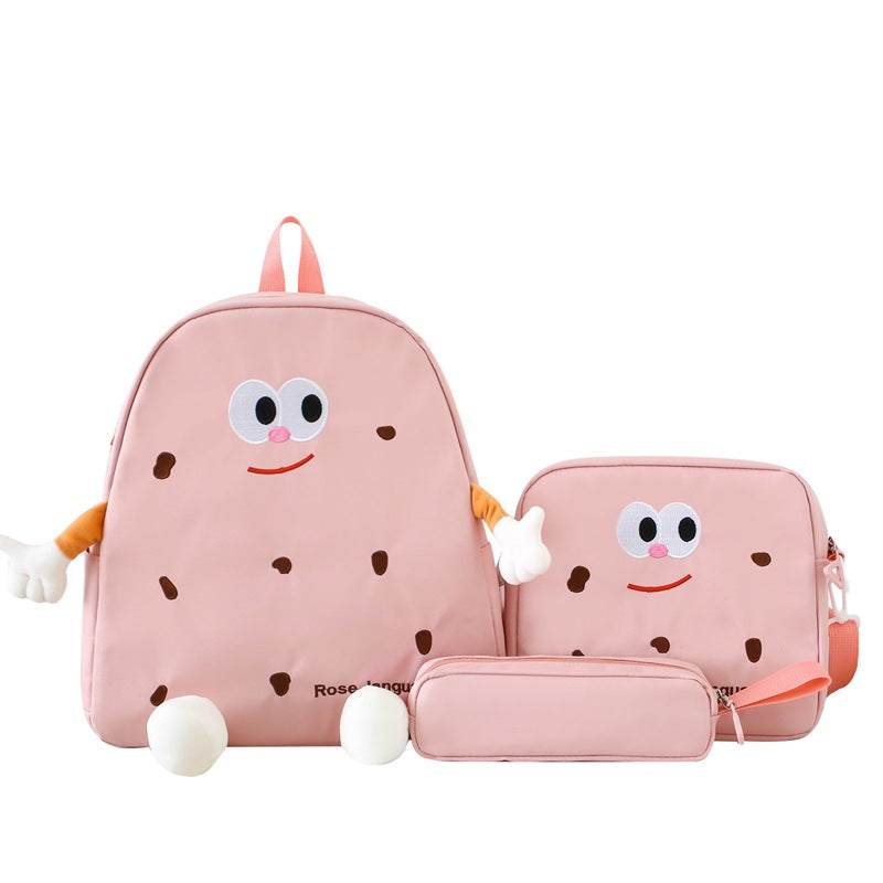 Ensemble de sacs d’école Kawai pour adolescents 3Pcs Language Rose – محفظة 3 قطع كاواي وردي تنزوت