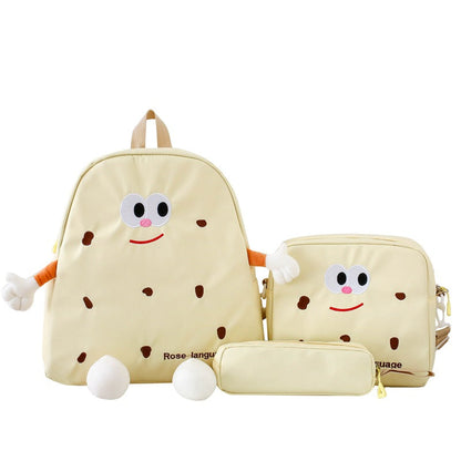 Ensemble de sacs d’école Kawai pour adolescents 3Pcs Language Jaune – محفظة 3 قطع كاواي أصفر تنزوت