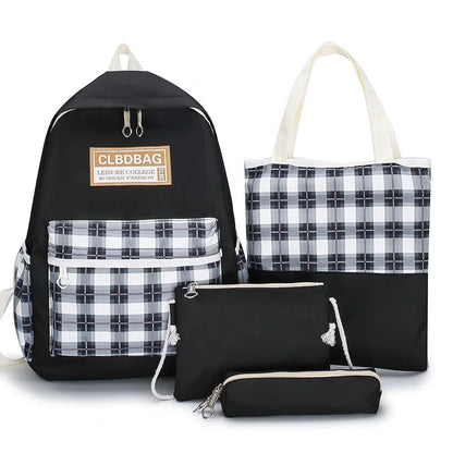 Ensemble de sacs d’école Kawai pour adolescents 4Pcs CLBD V4 Noir – محفظة 4 قطع كاواي أسود تنزوت