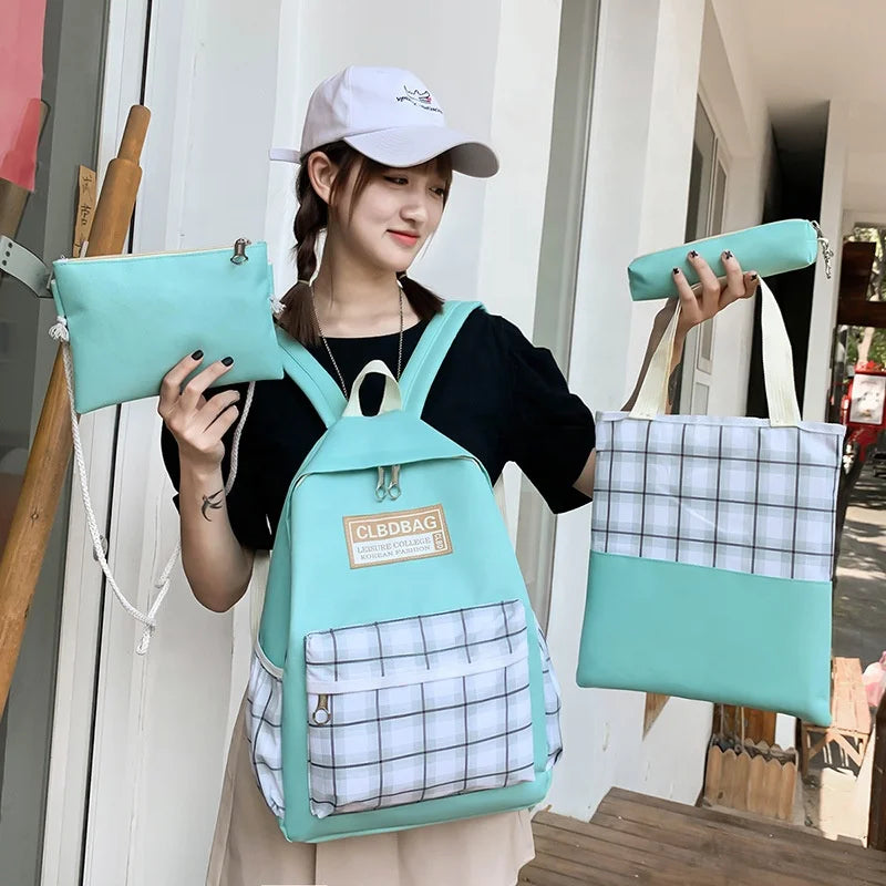Ensemble de sacs d’école Kawai pour adolescents 4Pcs CLBD V4 Noir – محفظة 4 قطع كاواي أسود تنزوت