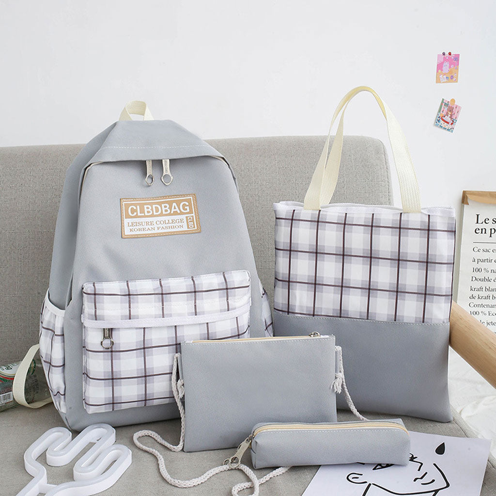 Ensemble de sacs d’école Kawai pour adolescents 4Pcs CLBD V4 Gris – محفظة 4 قطع كاواي رمادي تنزوت