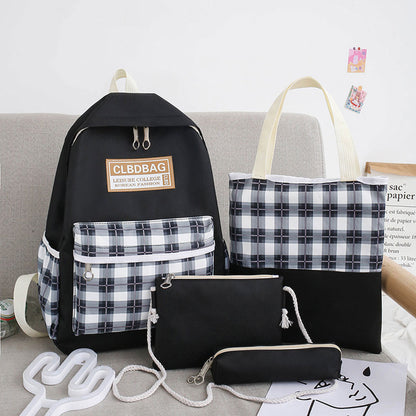Ensemble de sacs d’école Kawai pour adolescents 4Pcs CLBD V4 Gris – محفظة 4 قطع كاواي رمادي تنزوت