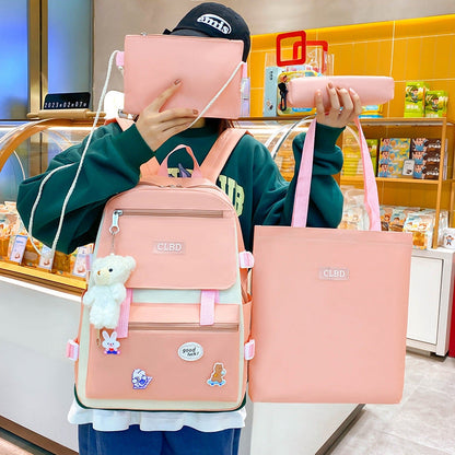 Ensemble de sacs d’école Kawai pour adolescents 4Pcs CLBD V1 Rose – محفظة 4 قطع كاواي وردي تنزوت