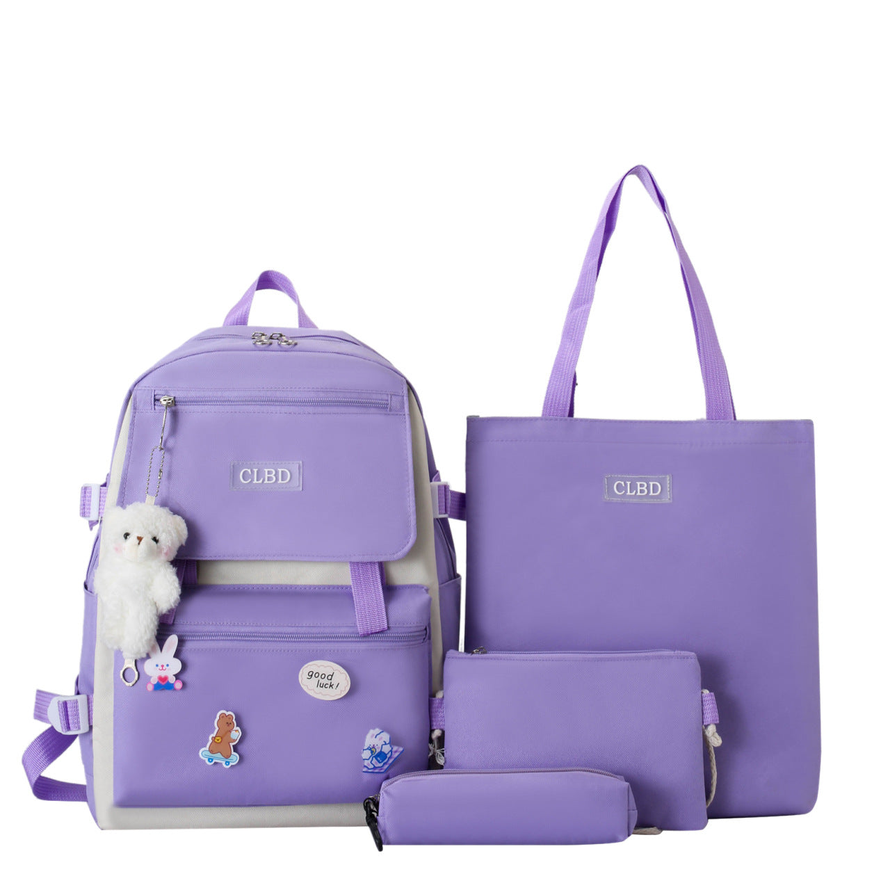 Ensemble de sacs d’école Kawai pour adolescents 4Pcs CLBD V1 Mauve – محفظة 4 قطع كاواي بنفسجي تنزوت