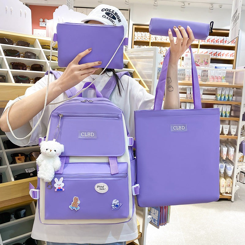 Ensemble de sacs d’école Kawai pour adolescents 4Pcs CLBD V1 Mauve – محفظة 4 قطع كاواي بنفسجي تنزوت