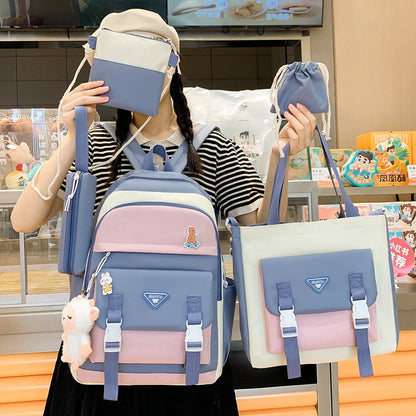 Ensemble de sacs d’école Kawai pour adolescents 5Pcs Guiyu V1 Bleu – محفظة 5 قطع كاواي أزرق تنزوت