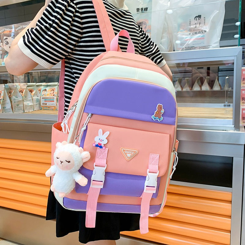 Ensemble de sacs d’école Kawai pour adolescents 5Pcs Guiyu V1 Rose – محفظة 5 قطع كاواي وردي تنزوت