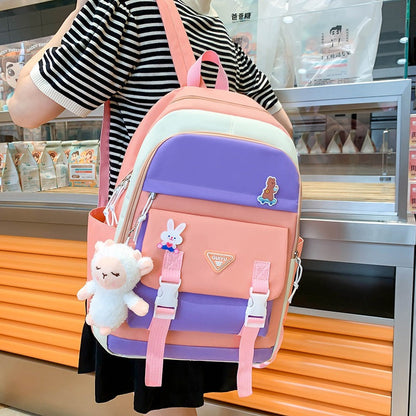 Ensemble de sacs d’école Kawai pour adolescents 5Pcs Guiyu V1 Rose – محفظة 5 قطع كاواي وردي تنزوت