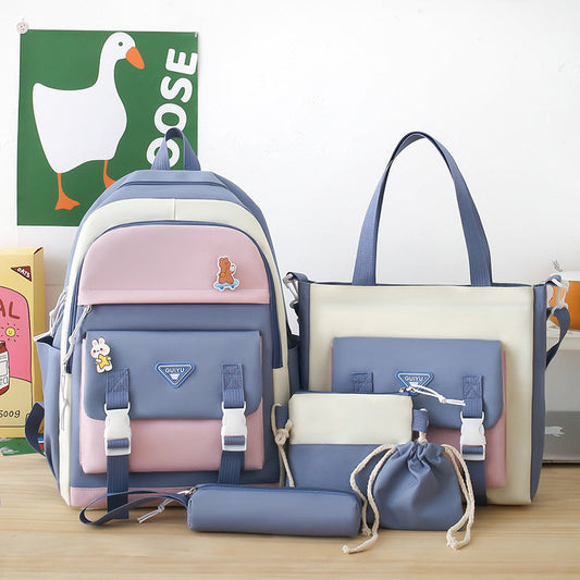 Ensemble de sacs d’école Kawai pour adolescents 5Pcs Guiyu V1 Bleu – محفظة 5 قطع كاواي أزرق تنزوت