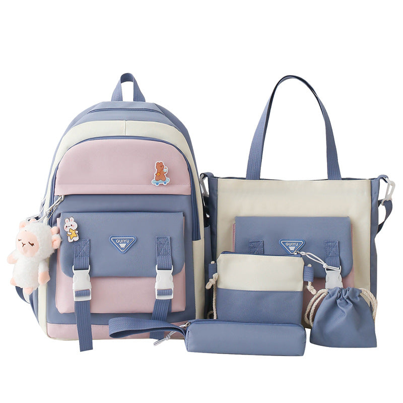 Ensemble de sacs d’école Kawai pour adolescents 5Pcs Guiyu V1 Bleu – محفظة 5 قطع كاواي أزرق تنزوت