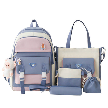 Ensemble de sacs d’école Kawai pour adolescents 5Pcs Guiyu V1 Bleu – محفظة 5 قطع كاواي أزرق تنزوت