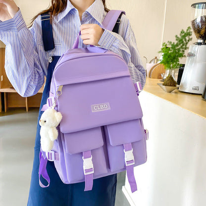 Ensemble de sacs d’école Kawai pour adolescents 5Pcs CLBD V2 Mauve – محفظة 5 قطع كاواي بنفسجي تنزوت
