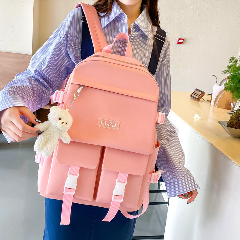 Ensemble de sacs d’école Kawai pour adolescents 5Pcs CLBD V2 Rose – محفظة 5 قطع كاواي وردي تنزوت