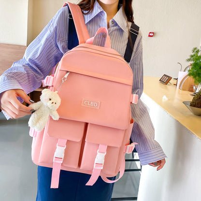 Ensemble de sacs d’école Kawai pour adolescents 5Pcs CLBD V2 Rose – محفظة 5 قطع كاواي وردي تنزوت