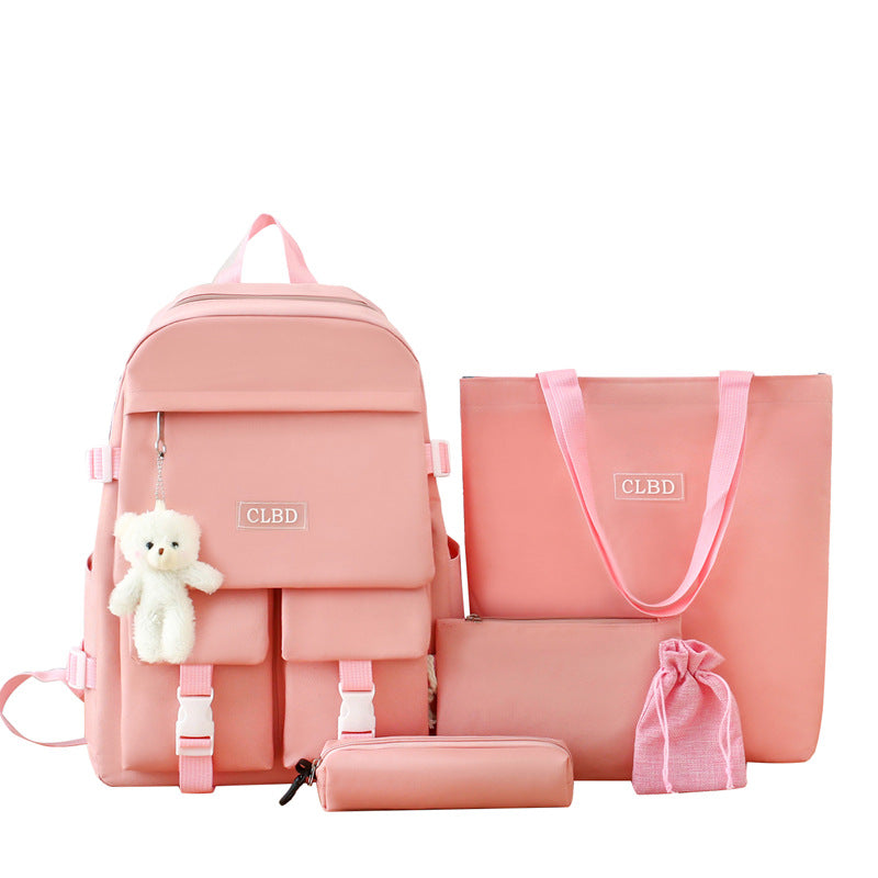 Ensemble de sacs d’école Kawai pour adolescents 5Pcs CLBD V2 Rose – محفظة 5 قطع كاواي وردي تنزوت