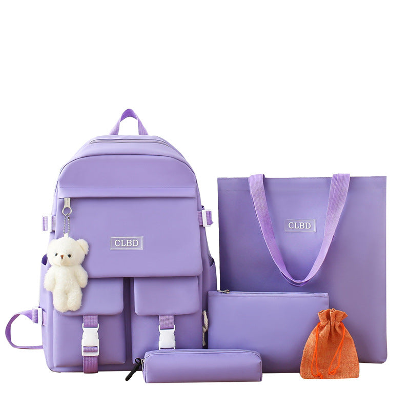 Ensemble de sacs d’école Kawai pour adolescents 5Pcs CLBD V2 Mauve – محفظة 5 قطع كاواي بنفسجي تنزوت