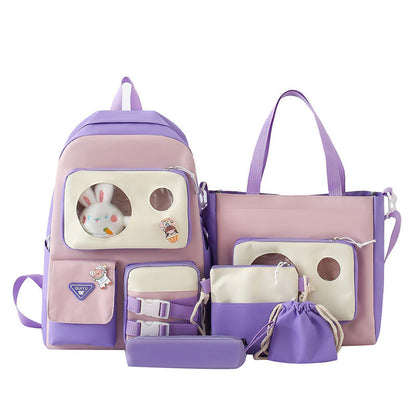 Ensemble de sacs d’école Kawai pour adolescents 5Pcs Guiyu V2 Mauve – محفظة 5 قطع كاواي بنفسجي تنزوت