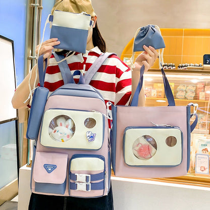 Ensemble de sacs d’école Kawai pour adolescents 5Pcs Guiyu V2 Bleu – محفظة 5 قطع كاواي أزرق تنزوت