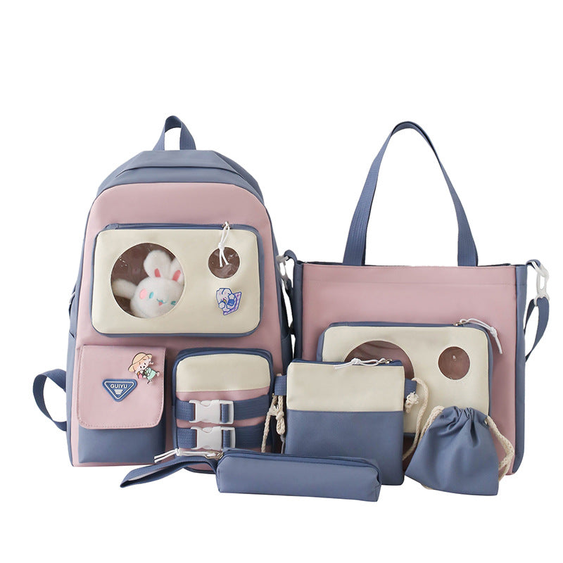Ensemble de sacs d’école Kawai pour adolescents 5Pcs Guiyu V2 Bleu – محفظة 5 قطع كاواي أزرق تنزوت