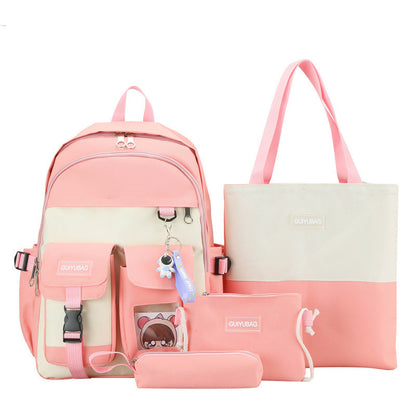 Ensemble de sacs d’école Kawai pour adolescents 4Pcs Guiyu V3 Rose – محفظة 4 قطع كاواي وردي تنزوت