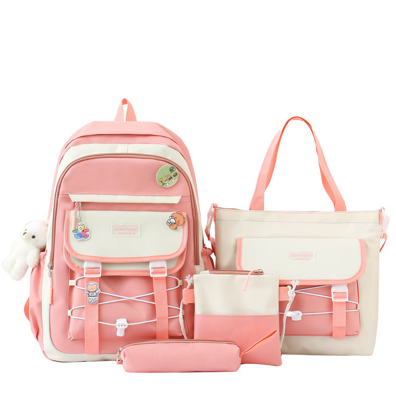 Ensemble de sacs d’école Kawai pour adolescents 4Pcs GUORANCHAO Rose – محفظة 4 قطع كاواي وردي تنزوت