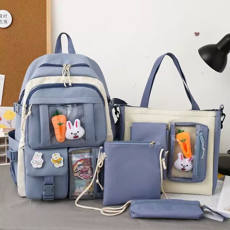 Ensemble-de-sacs-d-cole-Kawai-pour-adolescents-4Pcs-Avec-Accessoires-Bleu-محفظة-4-قطع-كاواي-مع-أكسسوارات-أزرق.png