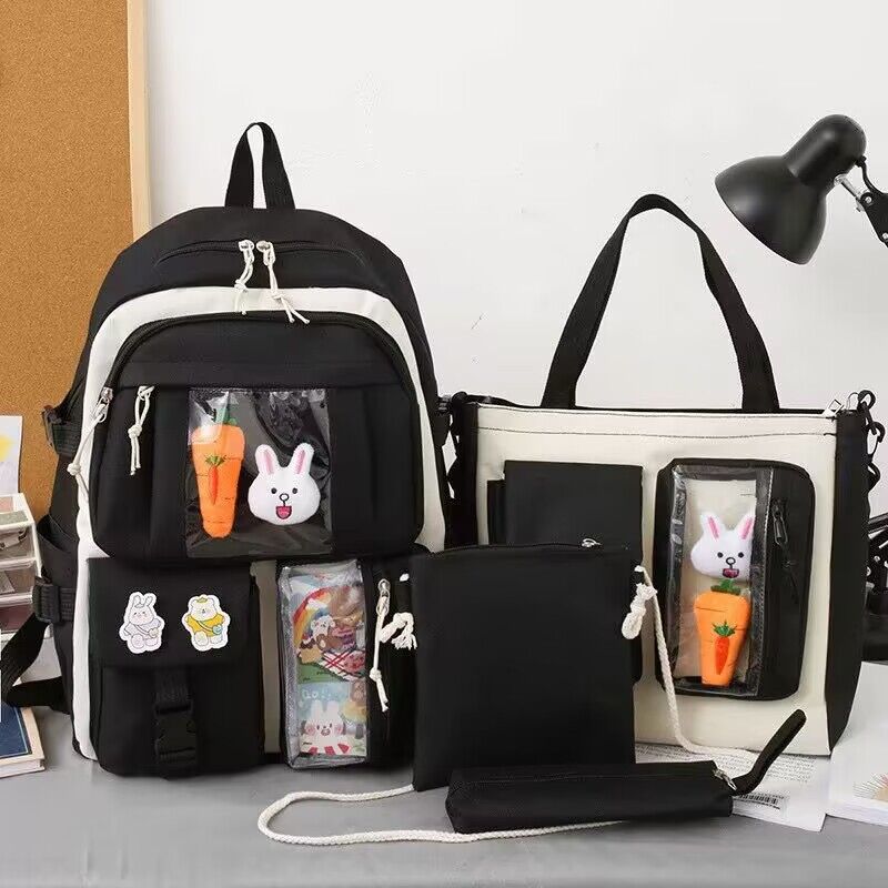 Ensemble-de-sacs-d-cole-Kawai-pour-adolescents-4Pcs-Avec-Accessoires-Noir-محفظة-4-قطع-كاواي-مع-أكسسوارات-أسود.png