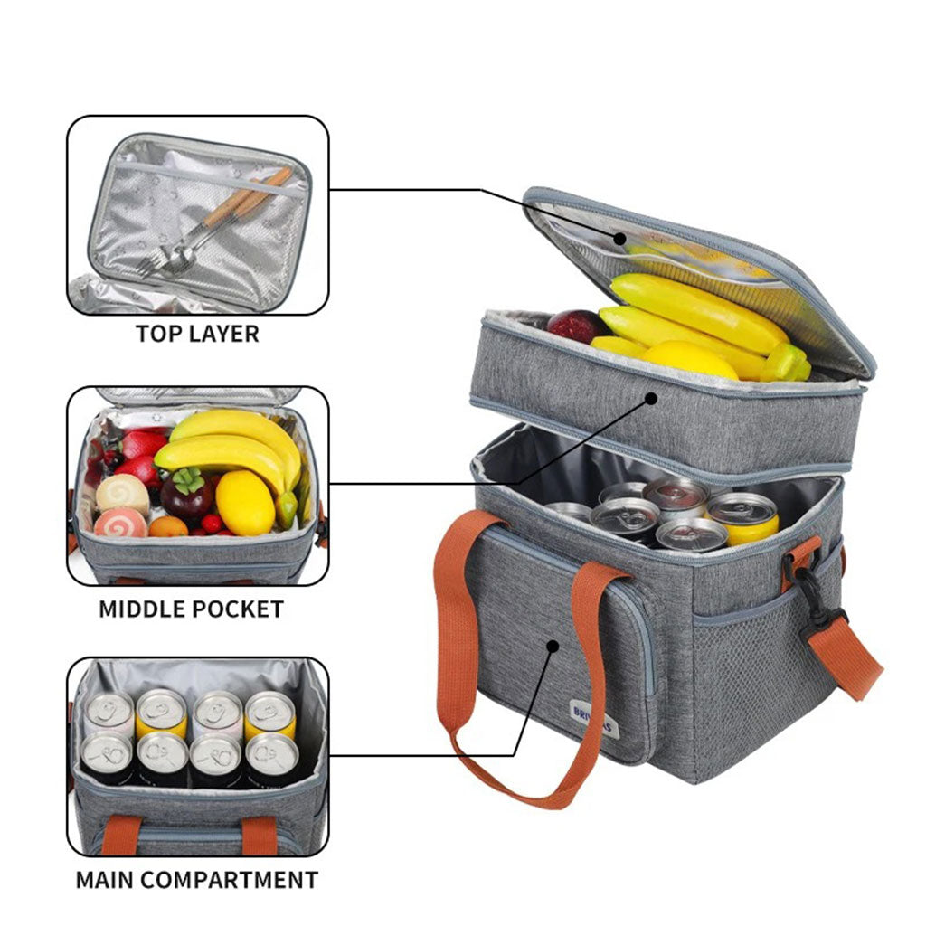 Sacs à lunch croisés à double couche de grande capacité – حقيبة حفظ الطعام تنزوت