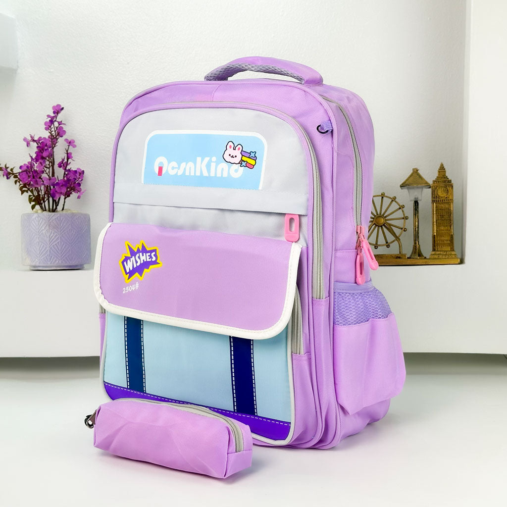 Sac à Dos pour Enfants avec Trousse Assortie 2504 Mauve – حقيبة ظهر مدرسية للأطفال مع مقلمة بنفسجي تنزوت